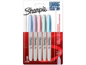 Sharpie Permanent Markers, Mystic Gem Special Edition, Fine Point, 5 stk.