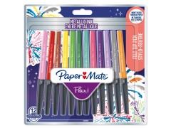 Paper Mate Flair Felt Tip Pens, Medium spids (0,7 mm), Metalliske farver, 12 styk