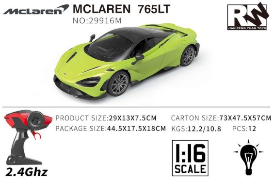TEC-TOY McLaren 765LT 1:16 2,4GHz, metal grøn