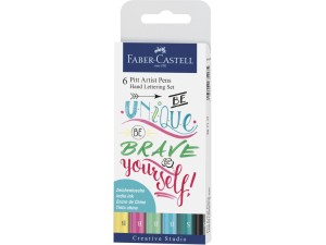 Faber-Castell Pitt Artist Pen Hand Lettering, pastelfarver, 6 stk.