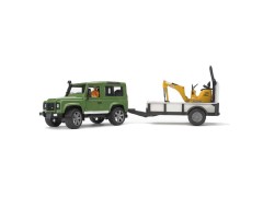Bruder Land Rover Defender m/ trailer og minigraver