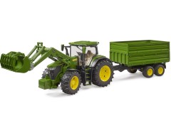 Bruder, John Deere 7R 350, traktor m/ frontlæsser og tipvogn