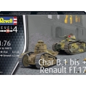 Revell, Char B.1 bis + Renault FT. 17, 1:76