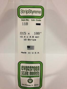 Evergreen Styrenliste, 0,38 x 4,8 mm, 10 stk., opaque white