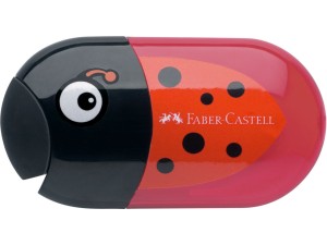 Faber-Castell, blyantspidser m/ viskelæder, mariehøne