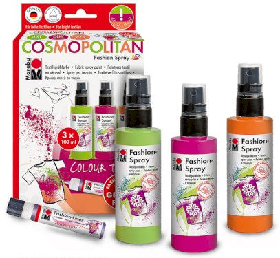 Marabu, Fashion Spray, 3 stk. + Fashion Liner, Cosmopolitan