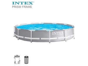 Intex, Prism Frame Rund Pool 366 x 76 cm m/filterpumpe