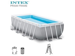 Intex Prism Ramme Rectangular Pool 400 x 200 x 100 cm m/tilbehør