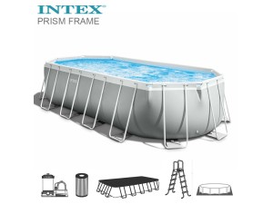 Intex Prism Ramme Oval Pool 610 x 305 x122 cm m/tilbehør