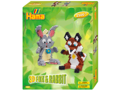 Hama Midi, gaveæske, 3D-ræv og -kanin