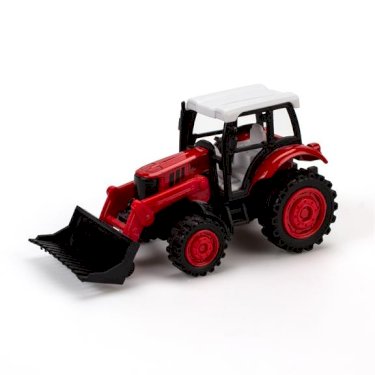Magni, traktor m/ frontlæsser og træk tilbage, rød