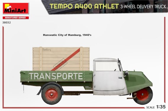 MiniArt, Tempo A400 Athlet 3-wheel Delivery Truck, 1:35