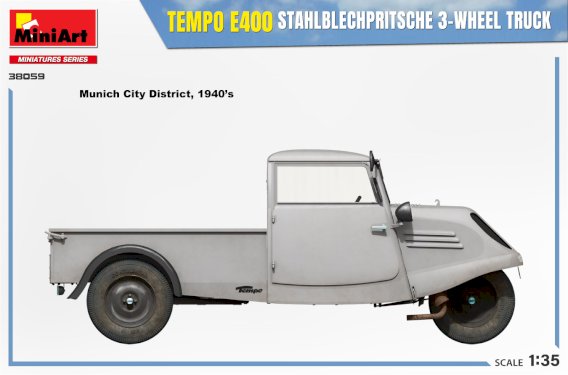 MiniArt, Tempo E400 Stahlblechpritsche 3-wheel Truck, 1:35