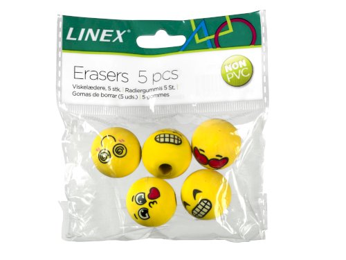 Linex, viskelæder m/ emojis, 5 stk.