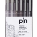 Uni Pin, fineliner, 6 stk. sorte/grå