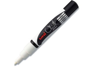 Uni Chalk PWE-3MS, sletbar marker, hvid