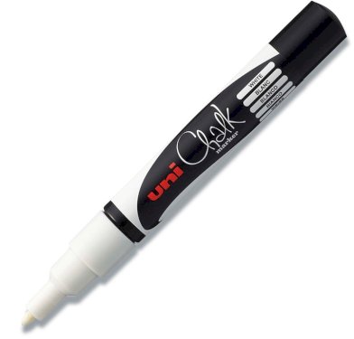 Uni Chalk PWE-3MS, sletbar marker, hvid