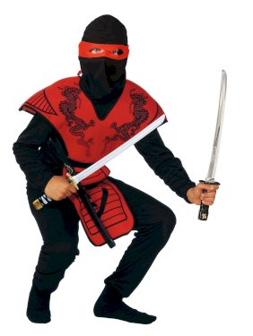Rio, Rød ninja, kostume, 10-12 år