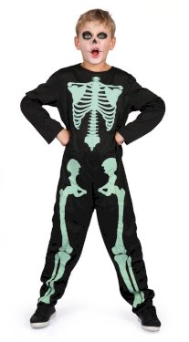 Rio Skelet selvlysende kostume 160cm (10-12 år)