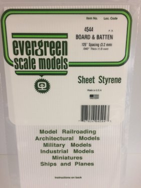 Evergreen Styrenplade, 1,0 mm m/ 3,2 mm brædder, 15 x 30 cm
