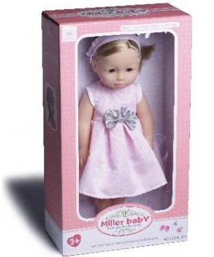 Miller Baby, dukke, pige m/ langt hår, 40 cm