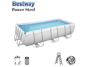 Bestway, Power Steel Rectangular Pool, 404 x 201 x 100 cm, m/ tilbehør