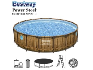 Bestway, Power Steel Swim Vista Rund Pool, 549 x 122 cm m/ tilbehør