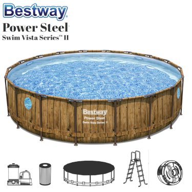 Bestway, Power Steel Swim Vista Rund Pool, 549 x 122 cm m/ tilbehør