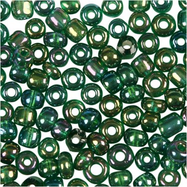 Rocailleperler, 3 mm, grøn olie