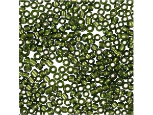 Rocailleperler, 1,7 mm, græsgrøn m/ metalkerne