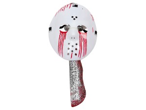Blodig Jason-maske m/ machete