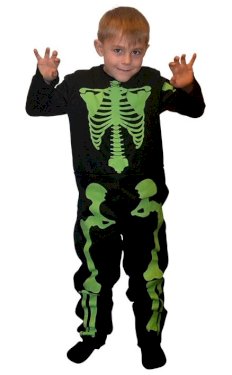 Selvlysende skelet, kostume, 7-9 år