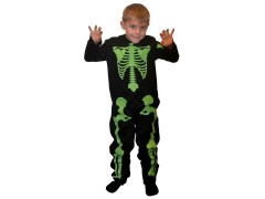 Selvlysende skelet, kostume, 5-6 år
