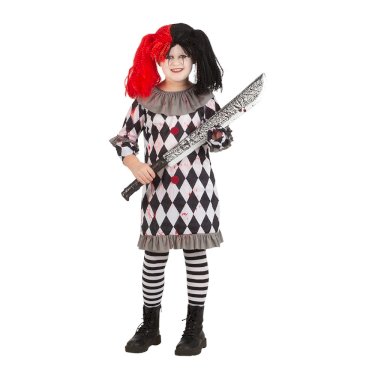 Creepy klovn, kostume, pige, 9-10 år