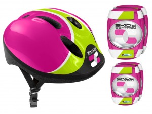 Skids Control hjelm og beskyttelses sæt pink, 52-56cm