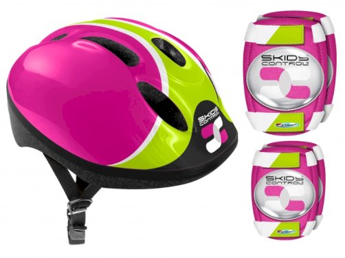 Skids Control hjelm og beskyttelses sæt pink, 52-56cm
