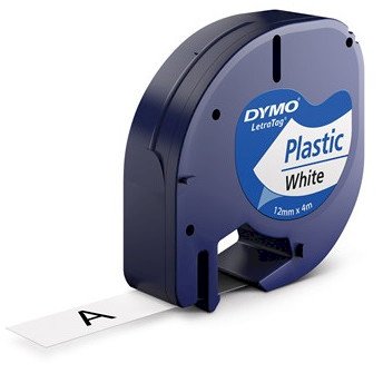 Dymo tape LetraTag plastik 12mmx4m hvid
