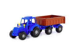 Polesie, traktor m/ tipvogn, blå/brun, 57 cm