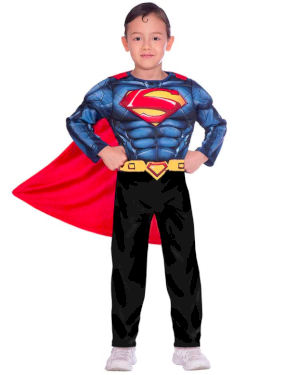 Superman, muskeltop m/ kappe, 6-8 år