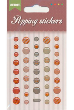 Popping Stickers, runde, brunlige nuancer