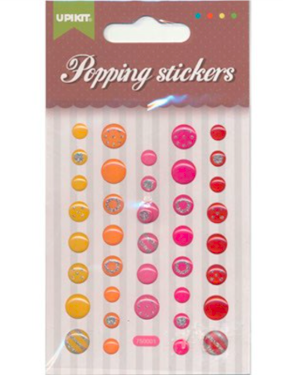 Popping Stickers, runde, røde nuancer